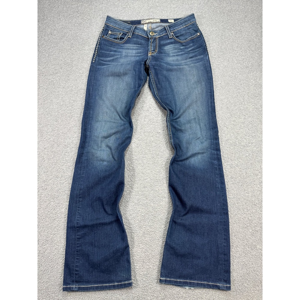 BKE Kate Bootcut Jeans Women's 28L Blue Dark Wash Low Rise Slim Fit Whiskered